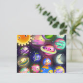 かわいい星空の宇宙宇宙惑星 ポストカード (スタンド正面)