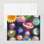 かわいい星空の宇宙宇宙惑星 ポストカード (正面/裏面)