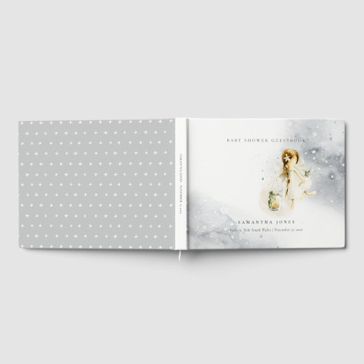 かわいい星空の魔法の水の色フェアリー赤ちゃんシャワー ゲストブック (全面)