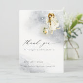 かわいい星空の魔法の水の色フェアリー赤ちゃんシャワー サンキューカード (スタンド正面)