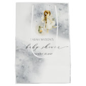 かわいい星空の魔法の水の色フェアリー赤ちゃんシャワー ミディアムペーパーバッグ (裏面)