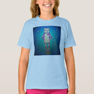 かわいい星空ロボット女子シャツ Tシャツ