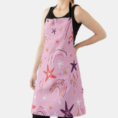 かわいい星虹ピンクのパターン エプロン (インサイチュ)