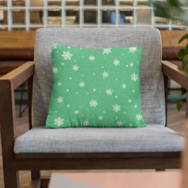 かわいい星雪の結晶グリーンウィンターパターン クッション