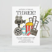 かわいい映画ナイトシネマウォッチパーティー子供の誕生日 招待状 (スタンド正面)