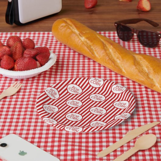 かわいい映画ポップコーンパターンパーティー ペーパープレート (ピクニック)