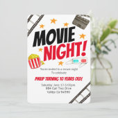 かわいい映画夜映画誕生会の招待 招待状 (スタンド正面)