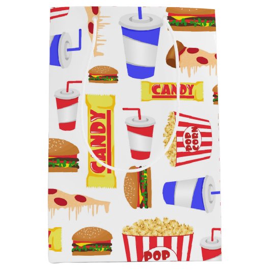 かわいい映画館のパーティータイル ミディアムペーパーバッグ (正面)