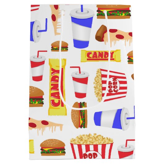 かわいい映画館のパーティータイル ミディアムペーパーバッグ (裏面)