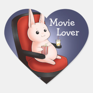 かわいい映画館バニーウサギ ハートシール