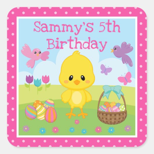 かわいい春のイースター チョコレート卵 誕生日 スクエアシール (正面)