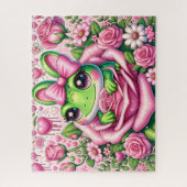 かわいい春のカエル ジグソーパズル (縦)