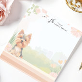 かわいい春のヨークシャーテリア 花柄 カスタマイズ可能 ノートパッド