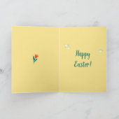 かわいい春の女性チューリップフィールドイースター シーズンカード (内部)