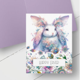 かわいい春の花うさぎイースターカード シーズンカード