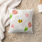 かわいい春の花と蜂のクッション クッション (ブランケット)