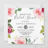 かわいい春の花のブライダルシャワー招待状 招待状 (正面)
