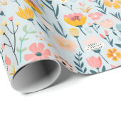 かわいい春の花パターン ラッピングペーパー (ロールコーナー)