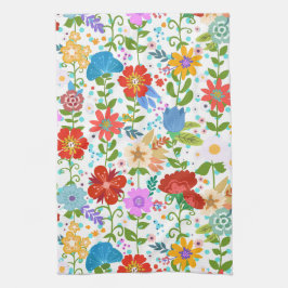 かわいい春の花 キッチンタオル