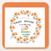 かわいい春の赤ちゃんシャワー スクエアペーパーコースター (正面)