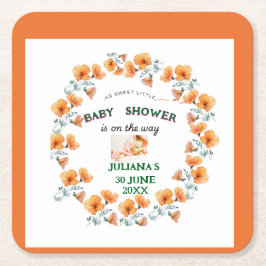 かわいい春の赤ちゃんシャワー スクエアペーパーコースター