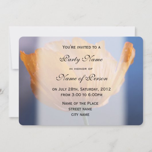 かわいい春の野生の黄色いポピー花パーティー 招待状 (正面)