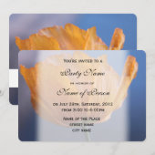 かわいい春の野生の黄色のポピー花パーティー 招待状 (正面/裏面)