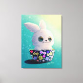 かわいい春の野生生物 : ウサギの花が咲く キャンバスプリント (正面)
