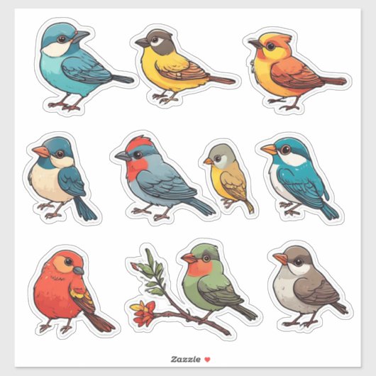 かわいい春の鳥ステッカーコレクション 🐦 シール (シート)