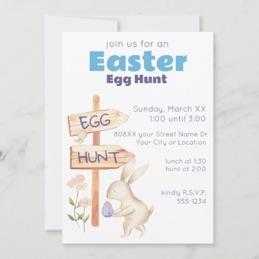 かわいい春イースターエッグ狩り 招待状 (正面)