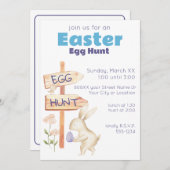 かわいい春イースターエッグ狩り 招待状 (正面/裏面)