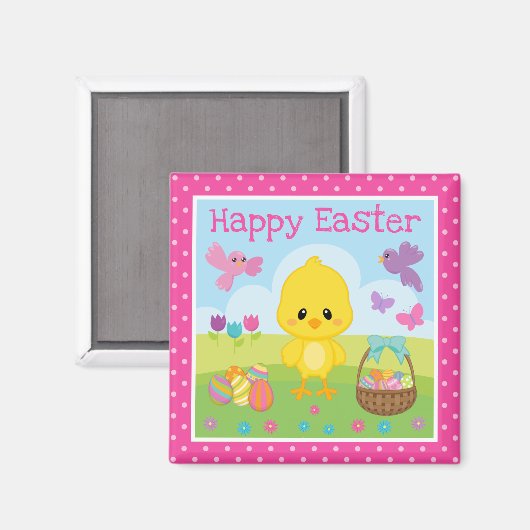 かわいい春イースターシック&チョコレートエッグイースター マグネット (正面/裏面)