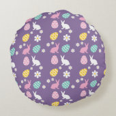 かわいい春イースターバニーフローラルパターンエッグ狩り ラウンドクッション (裏面)