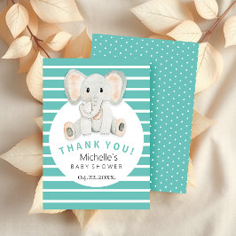 かわいい春ゾウ水彩イラストレーション サンキューカード