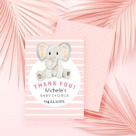 かわいい春ゾウ水彩イラストレーション サンキューカード