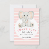 かわいい春ゾウ水彩イラストレーション サンキューカード (正面)