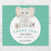 かわいい春ゾウ水彩イラストレーション スパークリングワインラベル (シングルラベル)