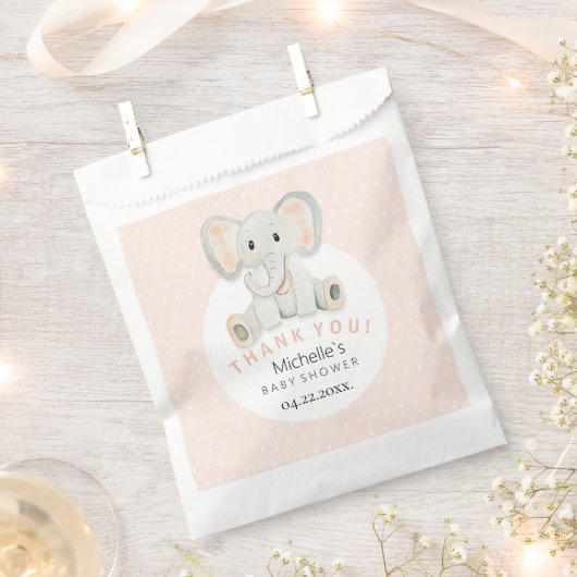 かわいい春ゾウ水彩イラストレーション フェイバーバッグ (クリップ留めされた状態)