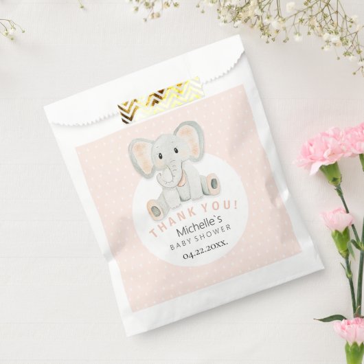 かわいい春ゾウ水彩イラストレーション フェイバーバッグ (封をした状態)