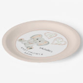 かわいい春ゾウ水彩イラストレーション ペーパープレート (アングル)