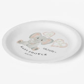 かわいい春ゾウ水彩イラストレーション ペーパープレート (アングル)