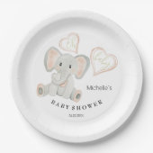 かわいい春ゾウ水彩イラストレーション ペーパープレート (正面)