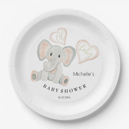 かわいい春ゾウ水彩イラストレーション ペーパープレート