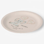 かわいい春ゾウ水彩イラストレーション ペーパープレート (アングル)