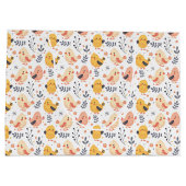 かわいい春チックスとフローラルパターン ラージペーパーバッグ (裏面)