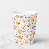 かわいい春チックスとフローラルパターン 紙コップ (裏面)