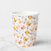 かわいい春チックスとフローラルパターン 紙コップ (正面)