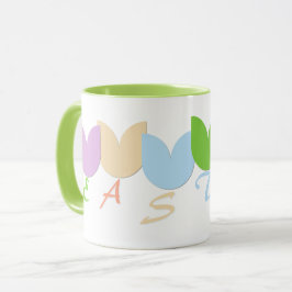 かわいい春チューリップ、6文字の名前のパーソナライズ マグカップ
