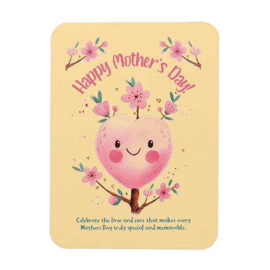 かわいい春ハートツリーマザーズデイ マグネット (縦)