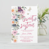かわいい春バタフライボホフローラスウィート16 招待状 (スタンド正面)
